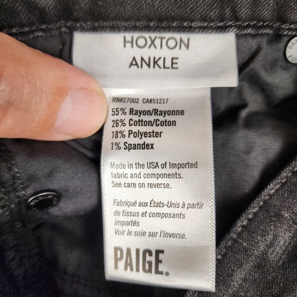 Paige Hoxton Ankle Coated Black Skinny Jeans High Rise Size 27 Leather Look - Picture 8 of 9